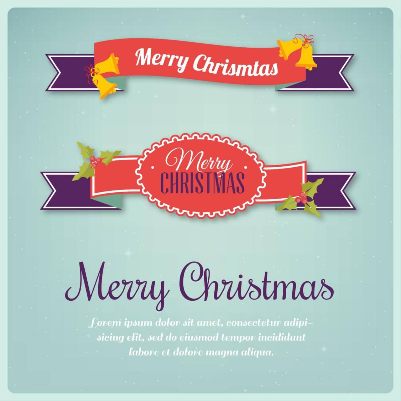 Free vector "Christmas background with typography and ribbons"