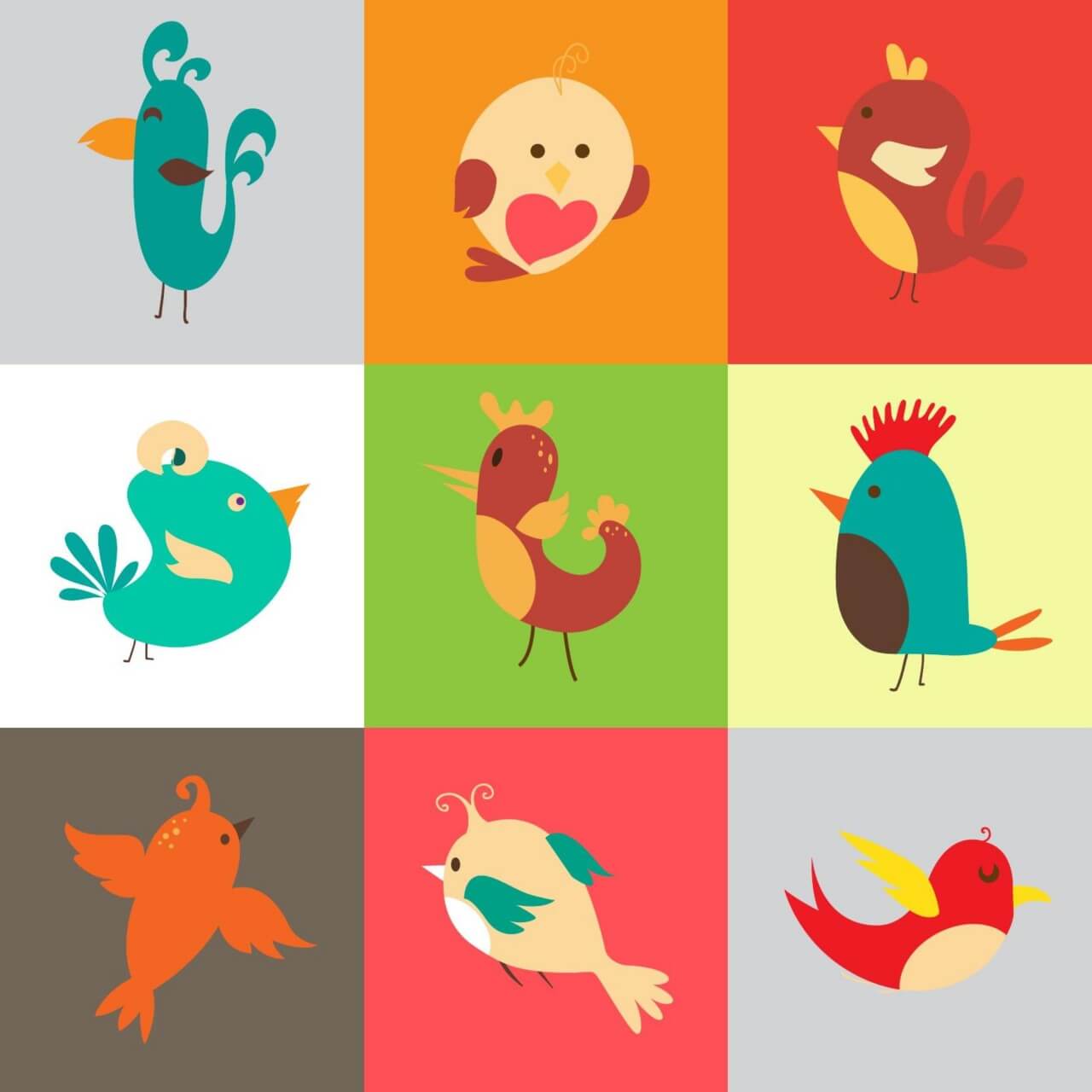 Free vector "Cartoon vector set with birds"