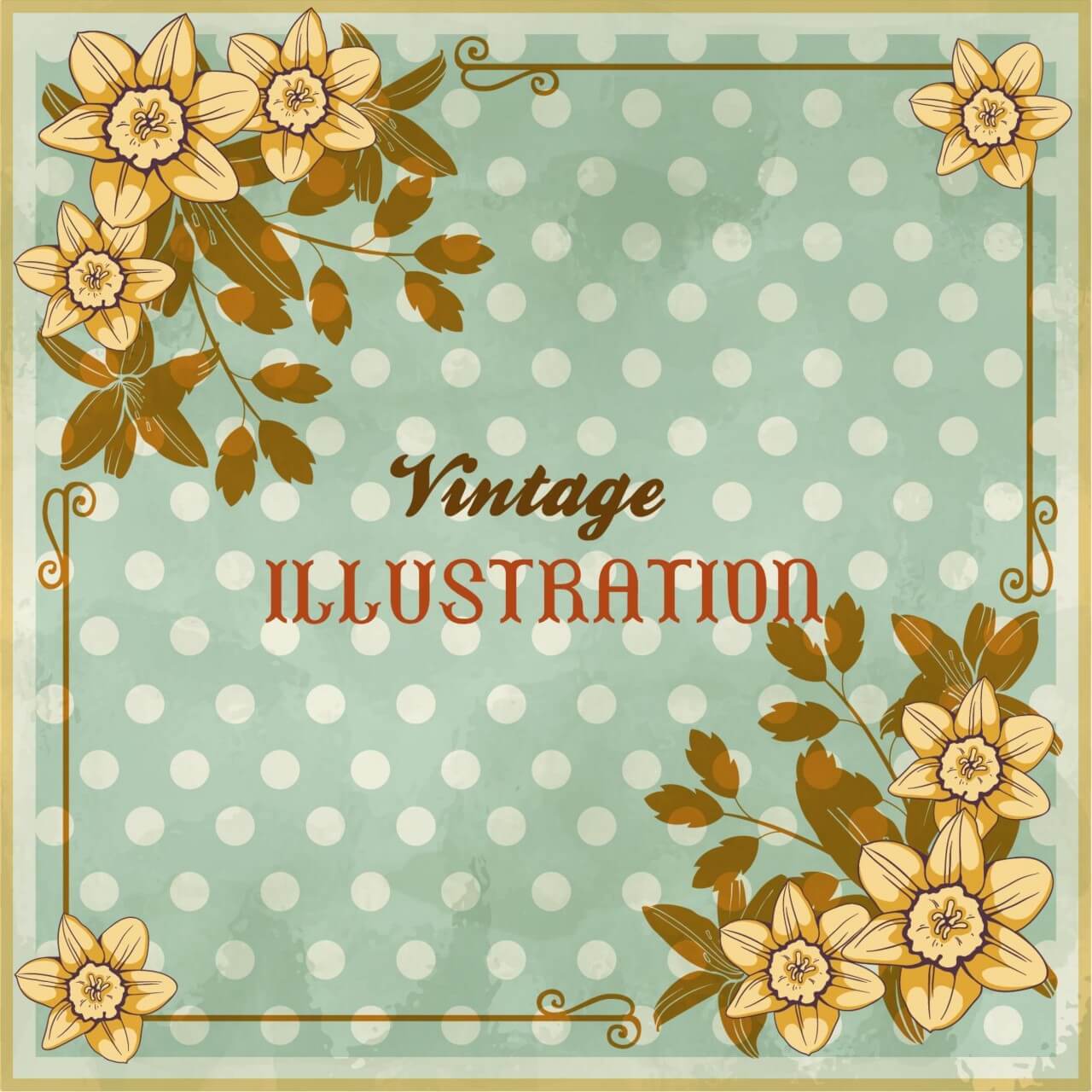 Free vector "Vintage floral illustration with flowers, frame and typography"