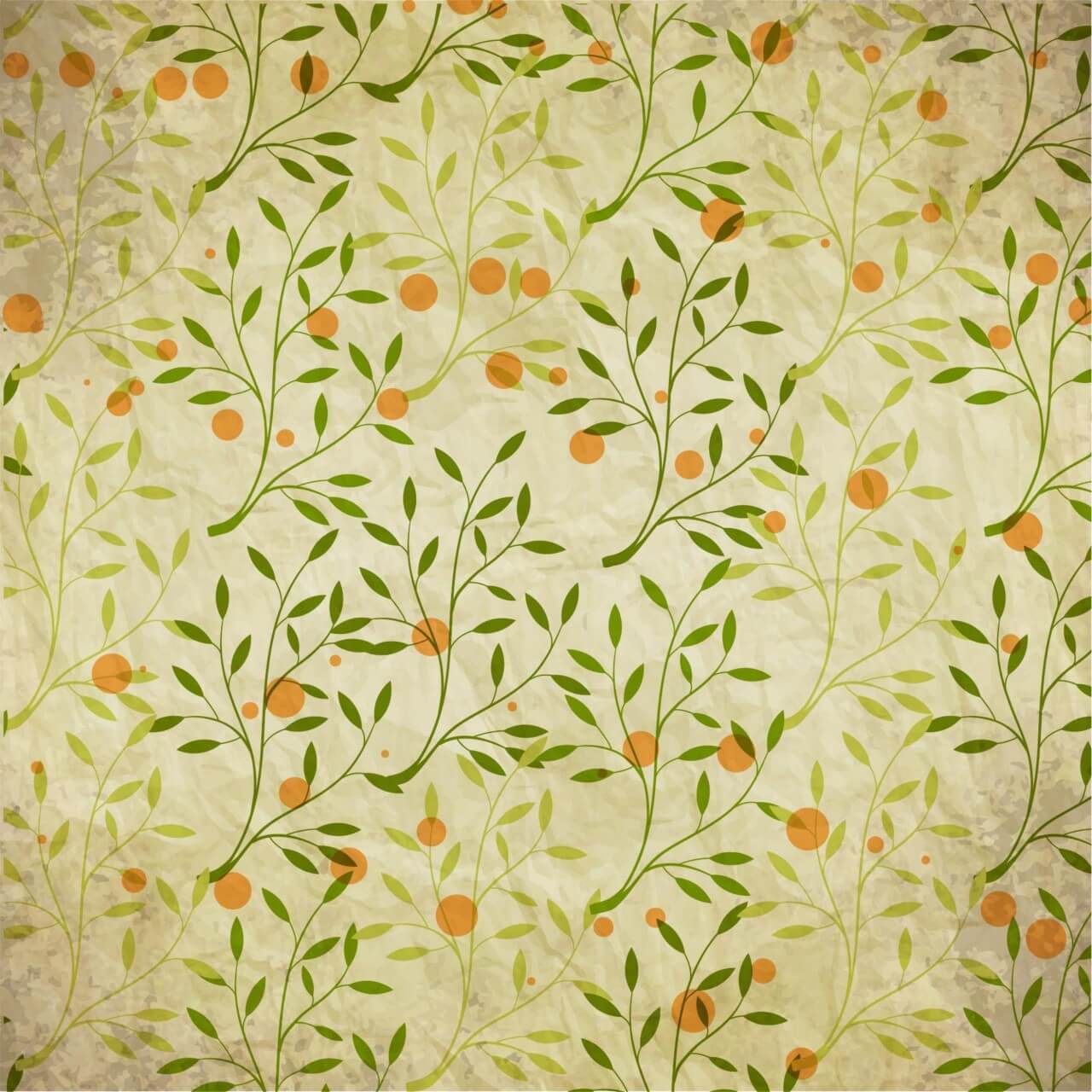 Free vector "Vintage pattern with branches, leaves and dots"