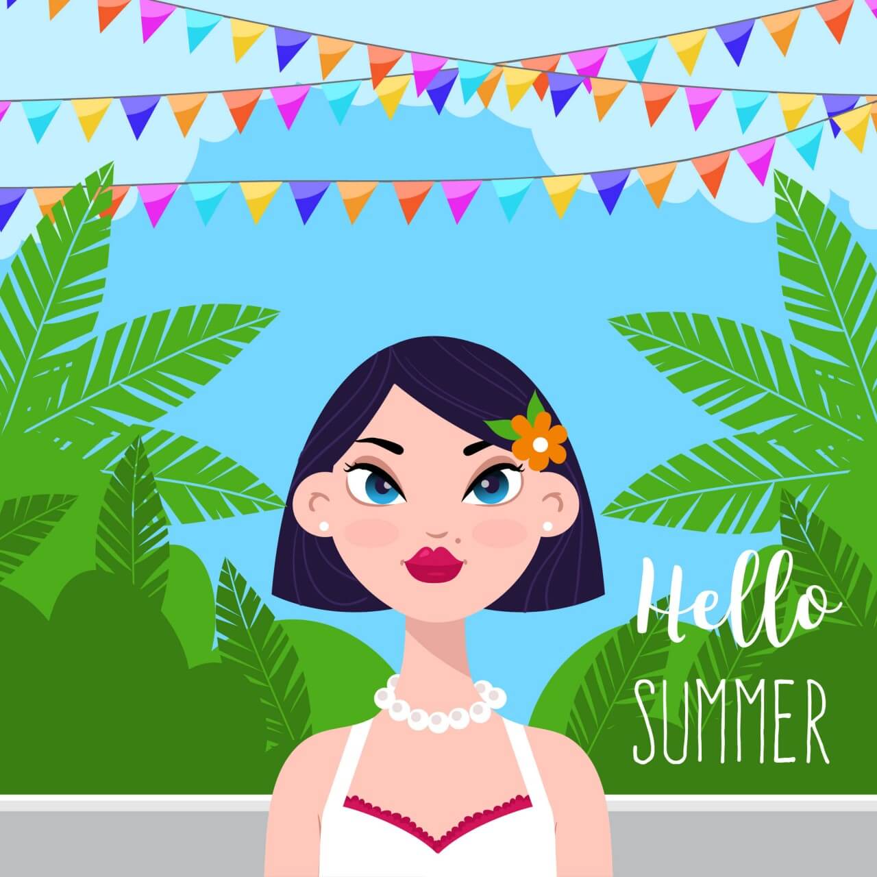 Free vector "Summer garden with girl"
