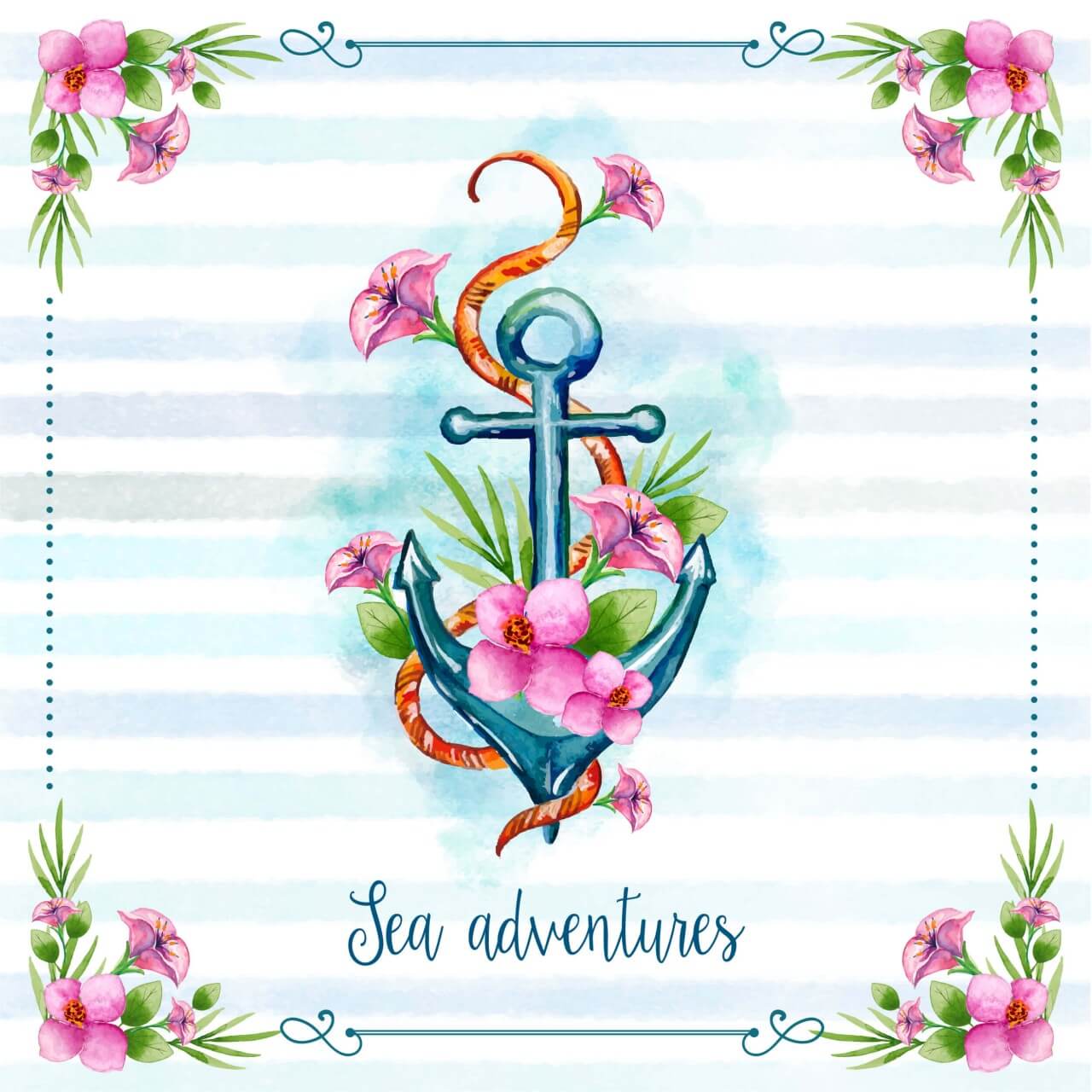 Free vector "Nautical theme floral card"