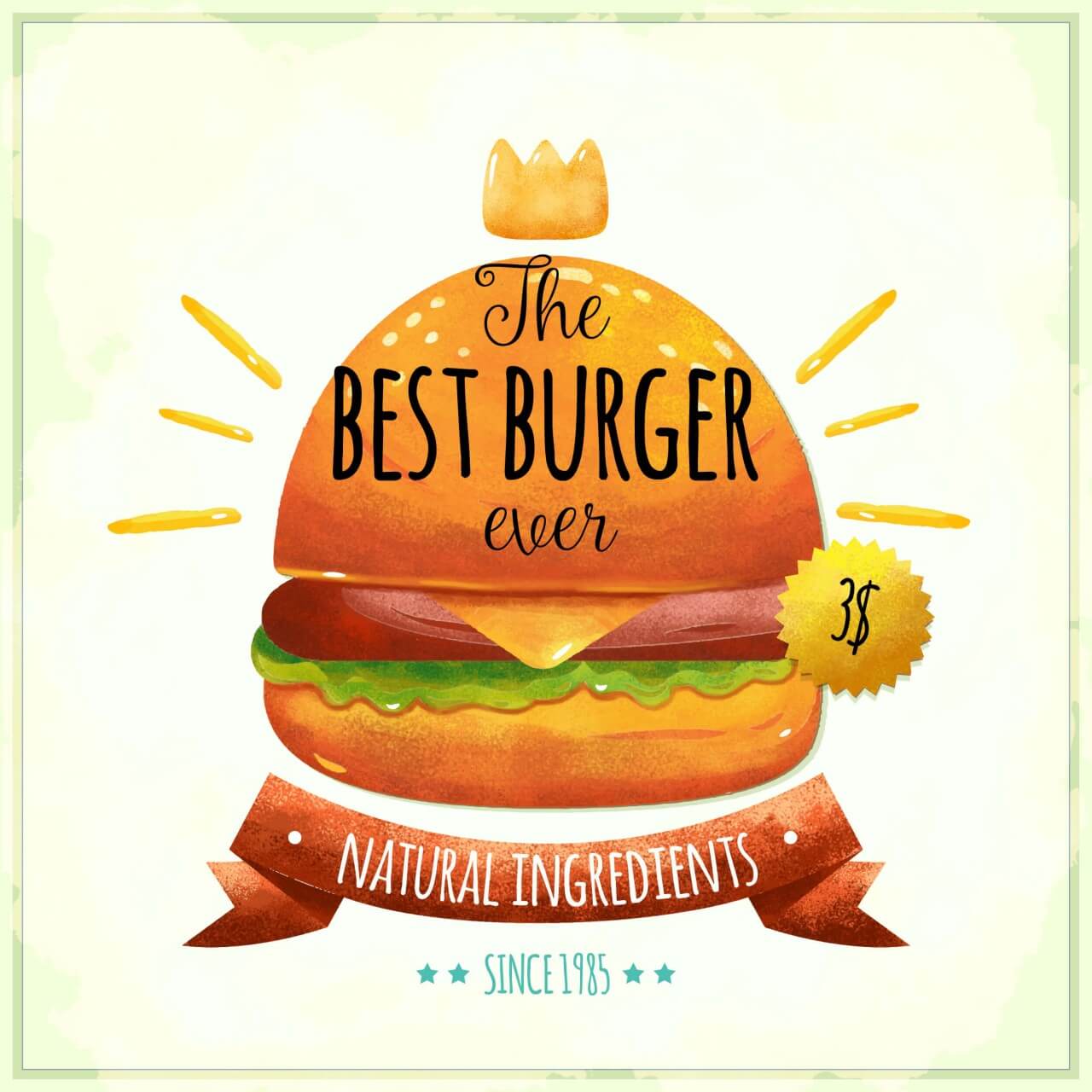 Free vector "Watercolor burger card"