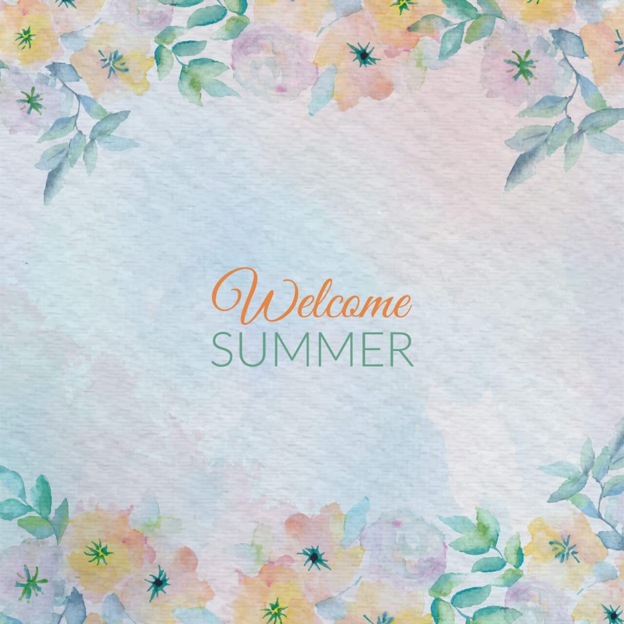 Free vector "Watercolor summer greeting card flowers. Watercolor greeting card flowers. "