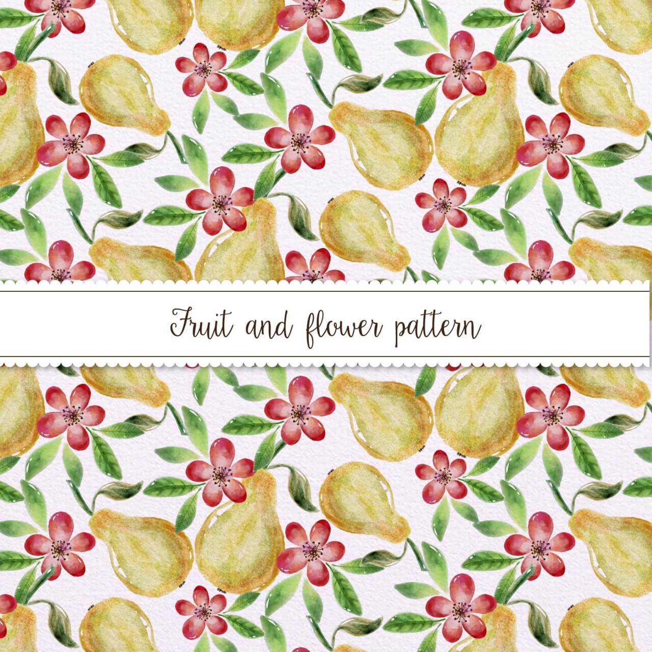 Free vector "Watercolor Pattern With Pears and Flowers"