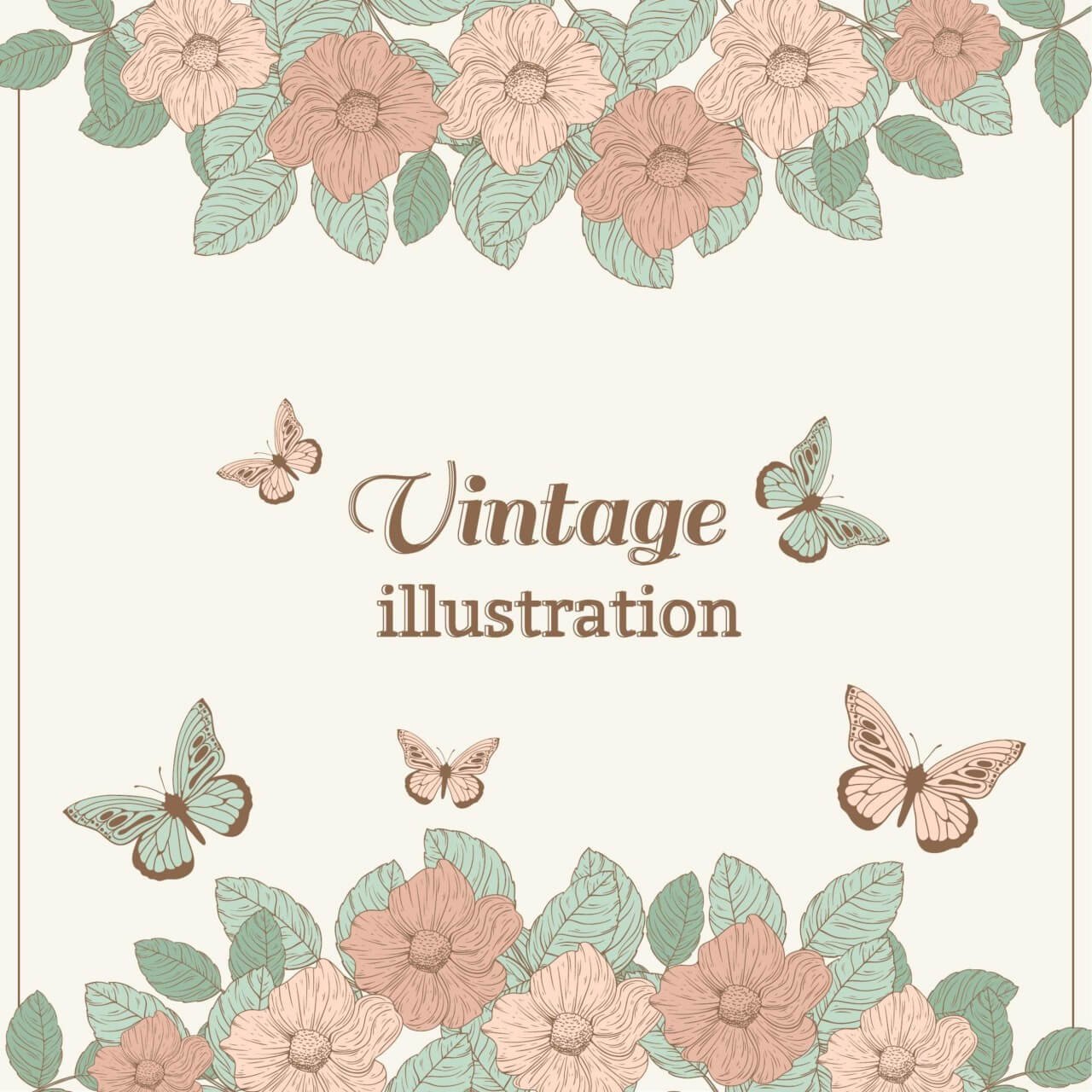 Free vector "Vintage flower illustration with butterfly"