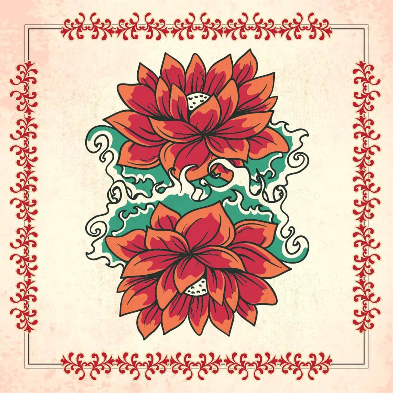 Free vector "Vintage illustration with flowers and frame"