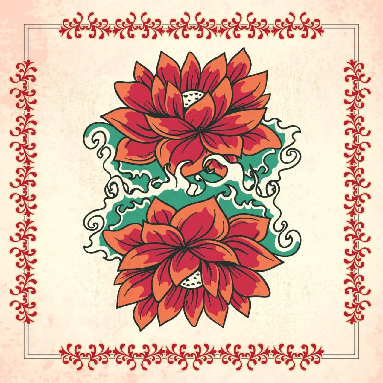 Free vector "Vintage illustration with flowers and frame"