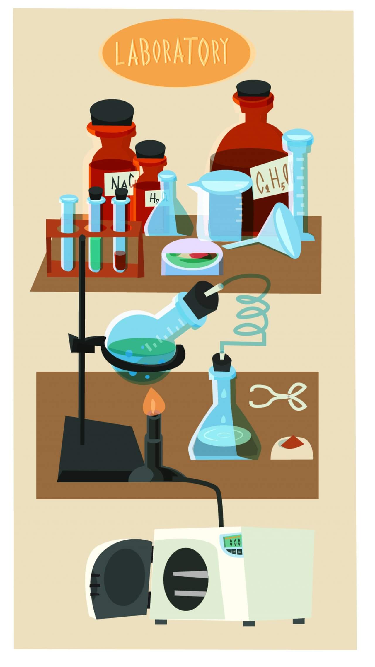 Free vector "Chemical objects and tubes illustration vector"