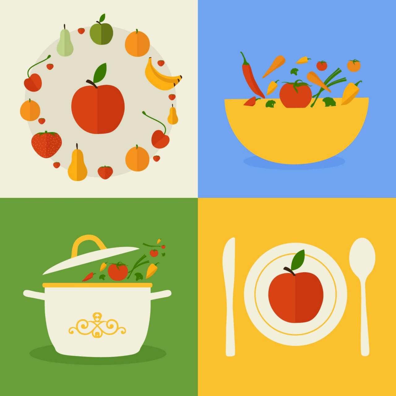 Free vector "Food flat design concept icons "