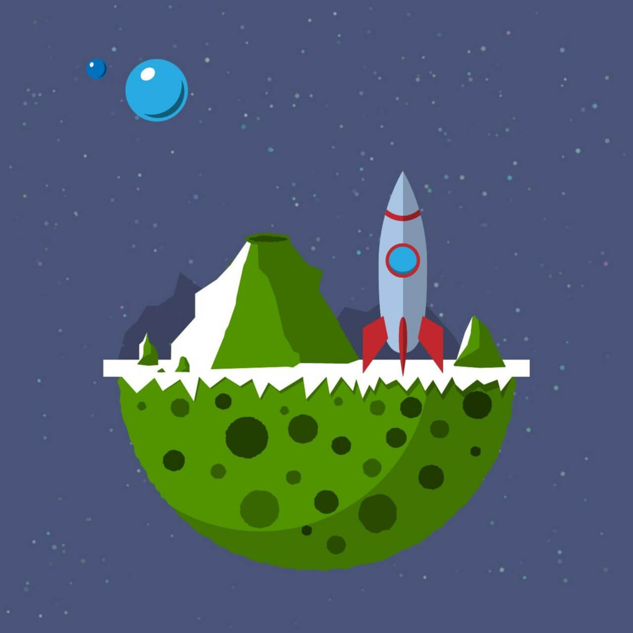 Free vector "Space rocket landing on forbidden planet"