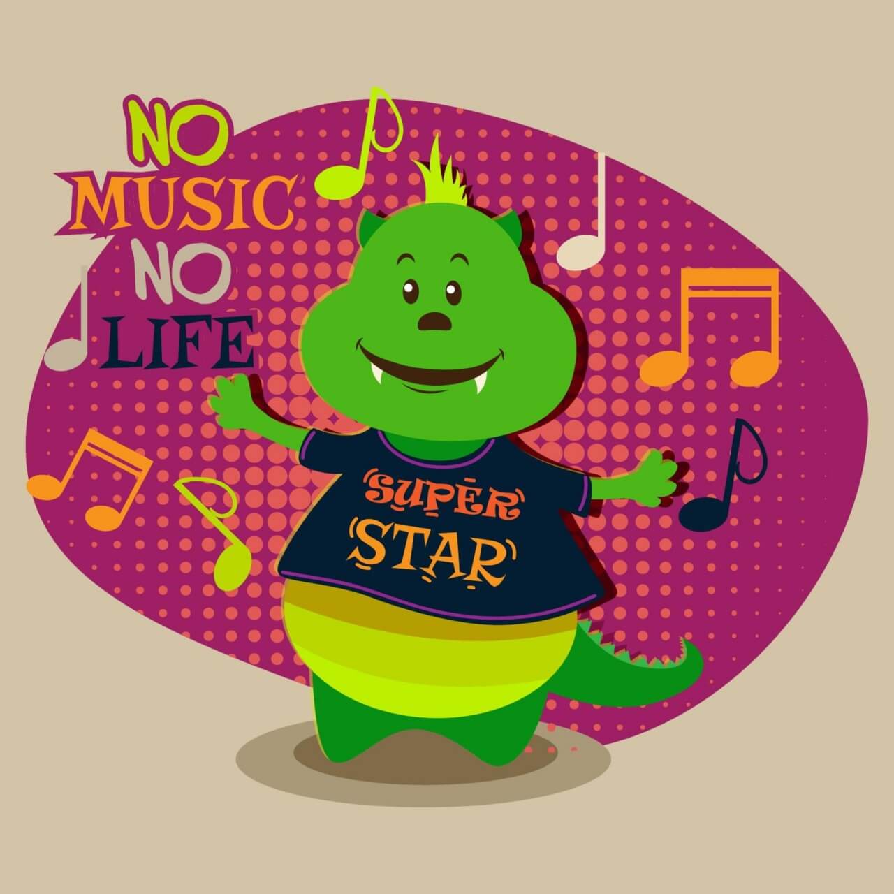 Free vector "Music illustration with cute monster"