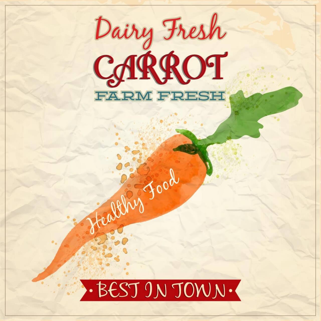 Free vector "Vintage watercolor carrot with typography"