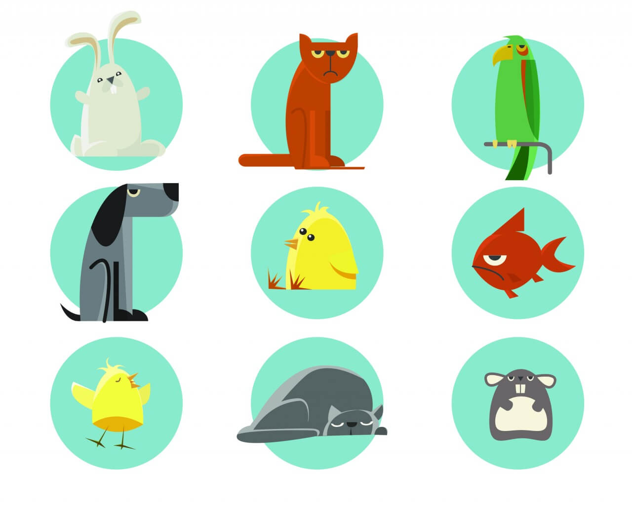 Free vector "Set of vector illustrated animals. For free design"