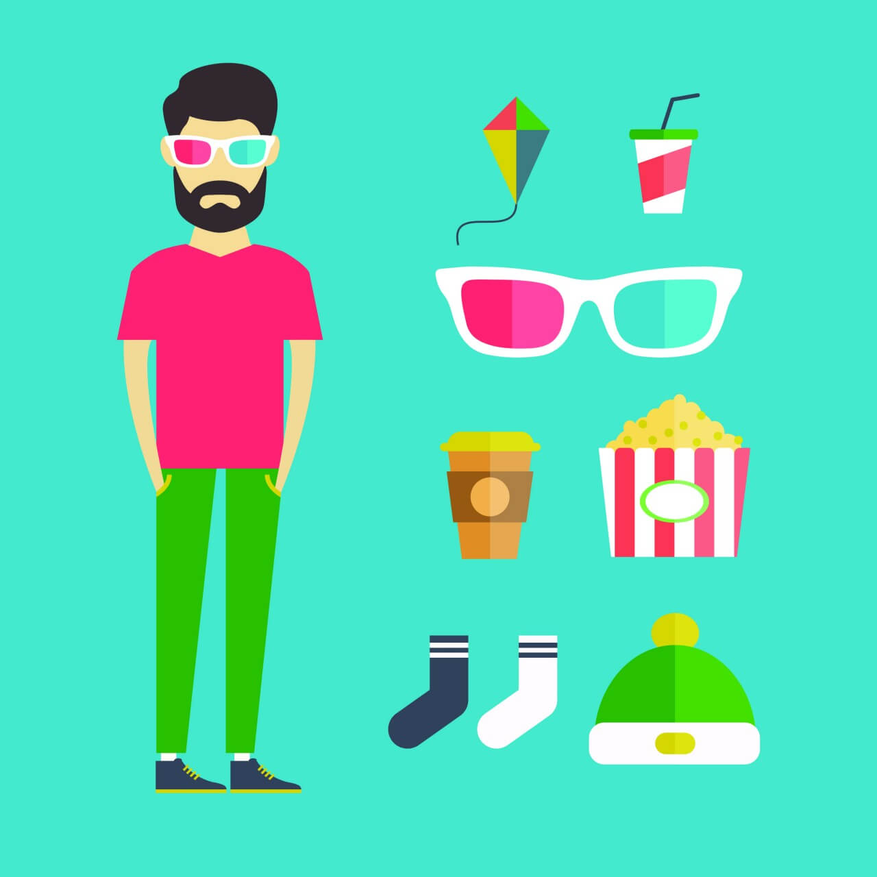 Free vector "People vector young character with tools and objects. Free illustration for design"