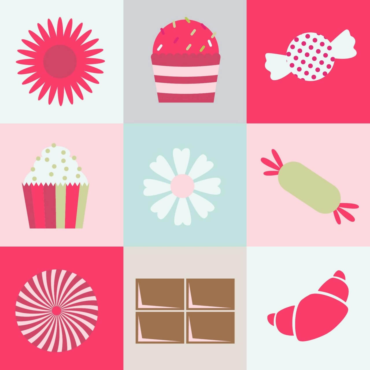 Free vector "Sweets and flowers on metro background"