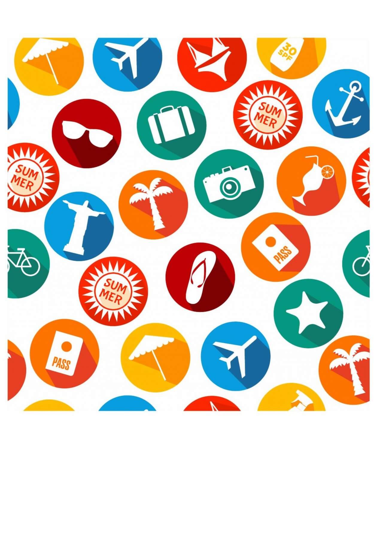 Free vector "Summer icons background of bright icons"