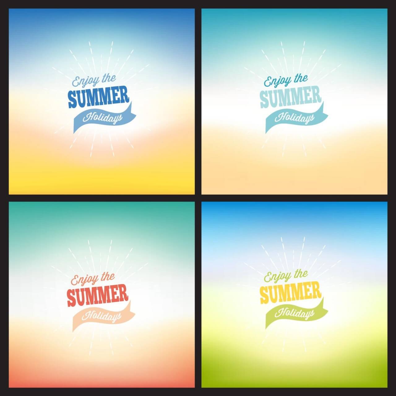 Free vector "Summer blurred backgrounds set"