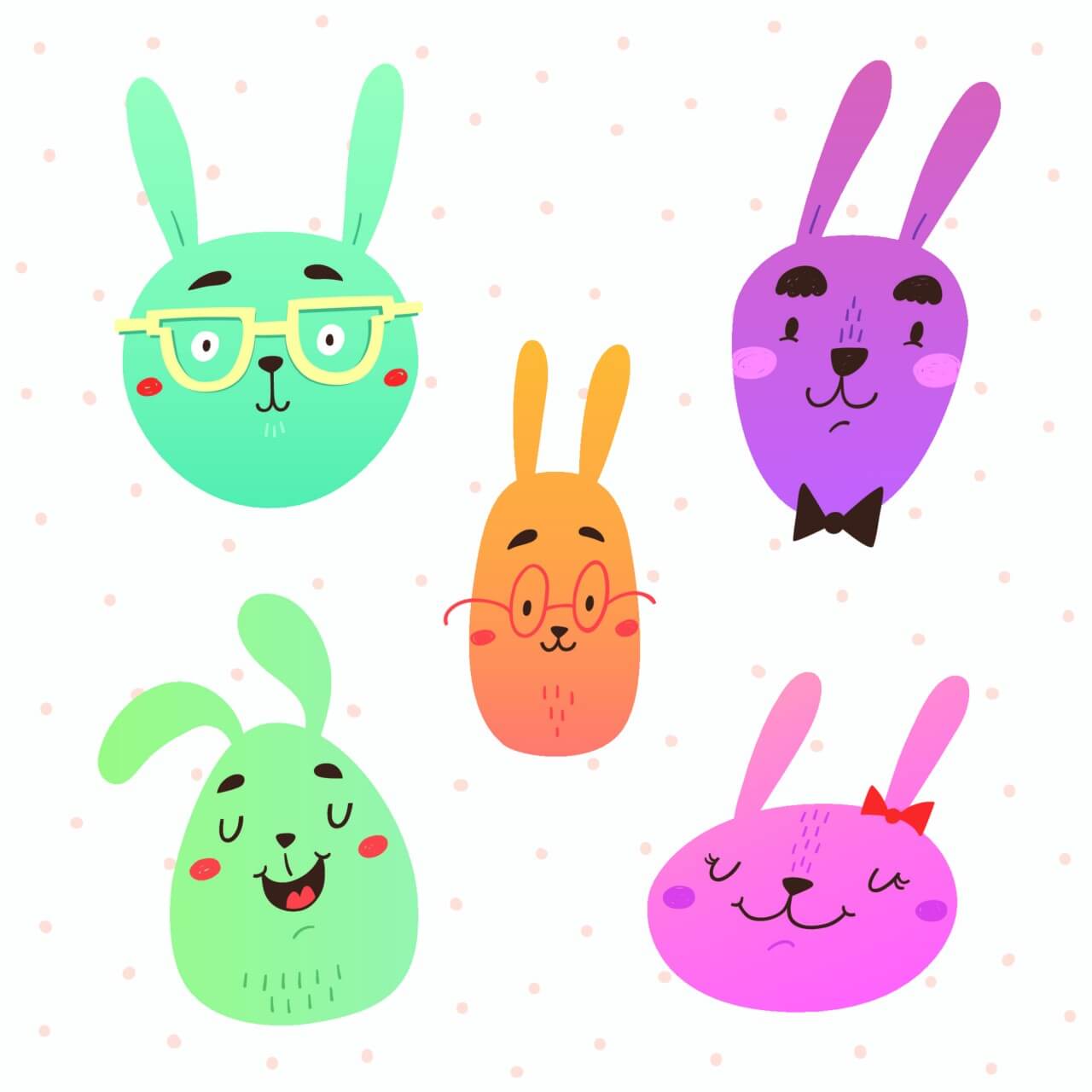 Free vector "Funny bunnies faces vector set"