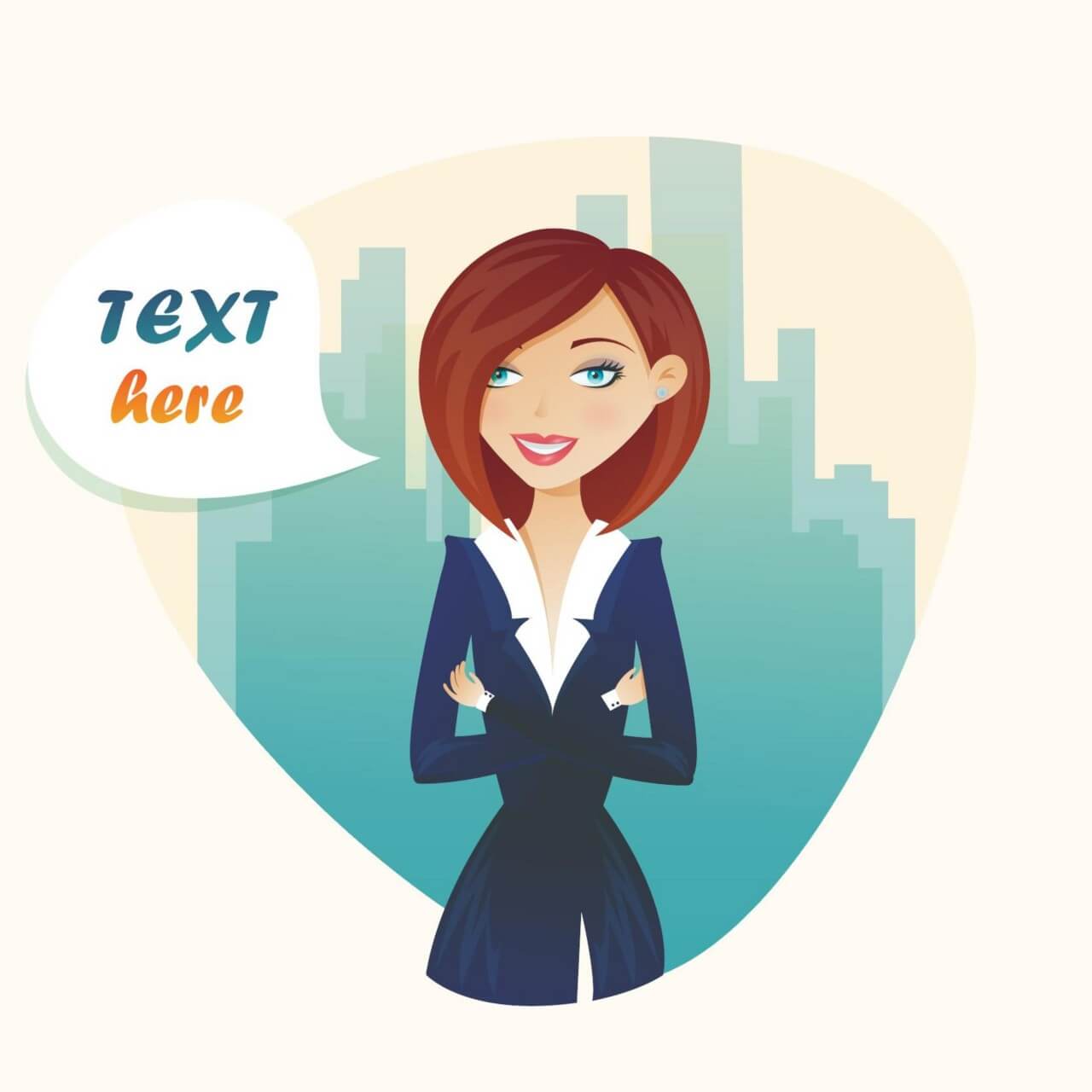 Free vector "Business woman and city flat landscape"