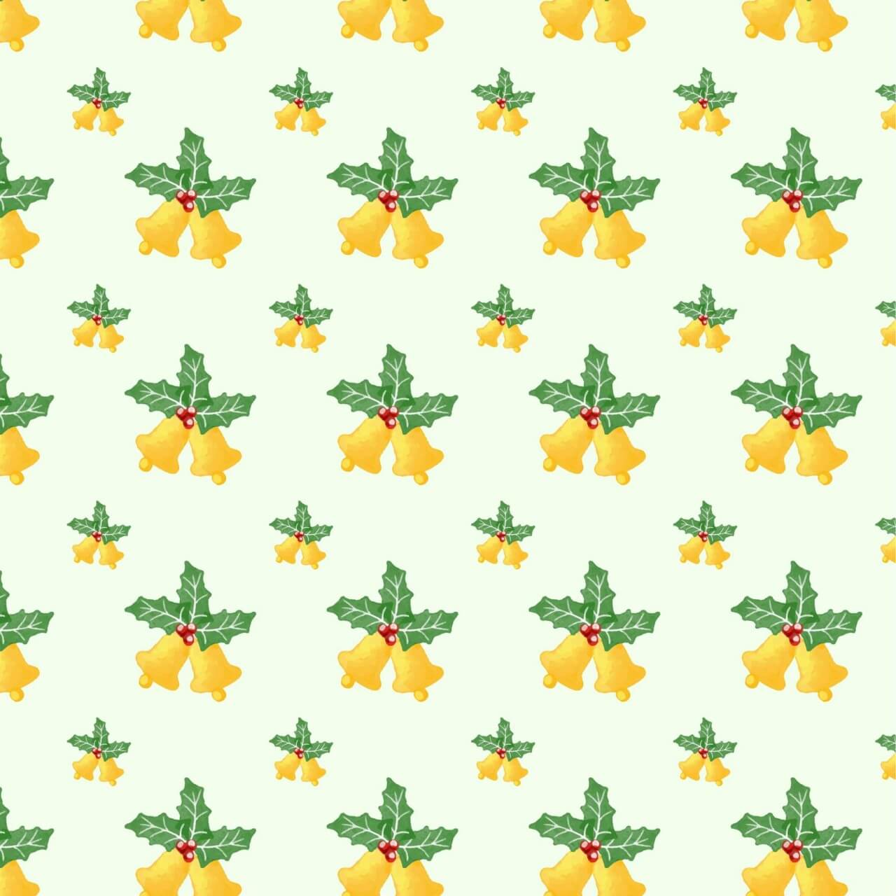 Free vector "Christmas pattern with leaves and bells"