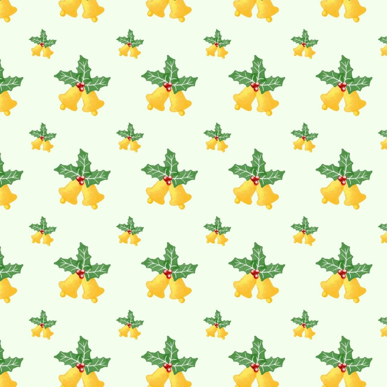 Free vector "Christmas pattern with leaves and bells"