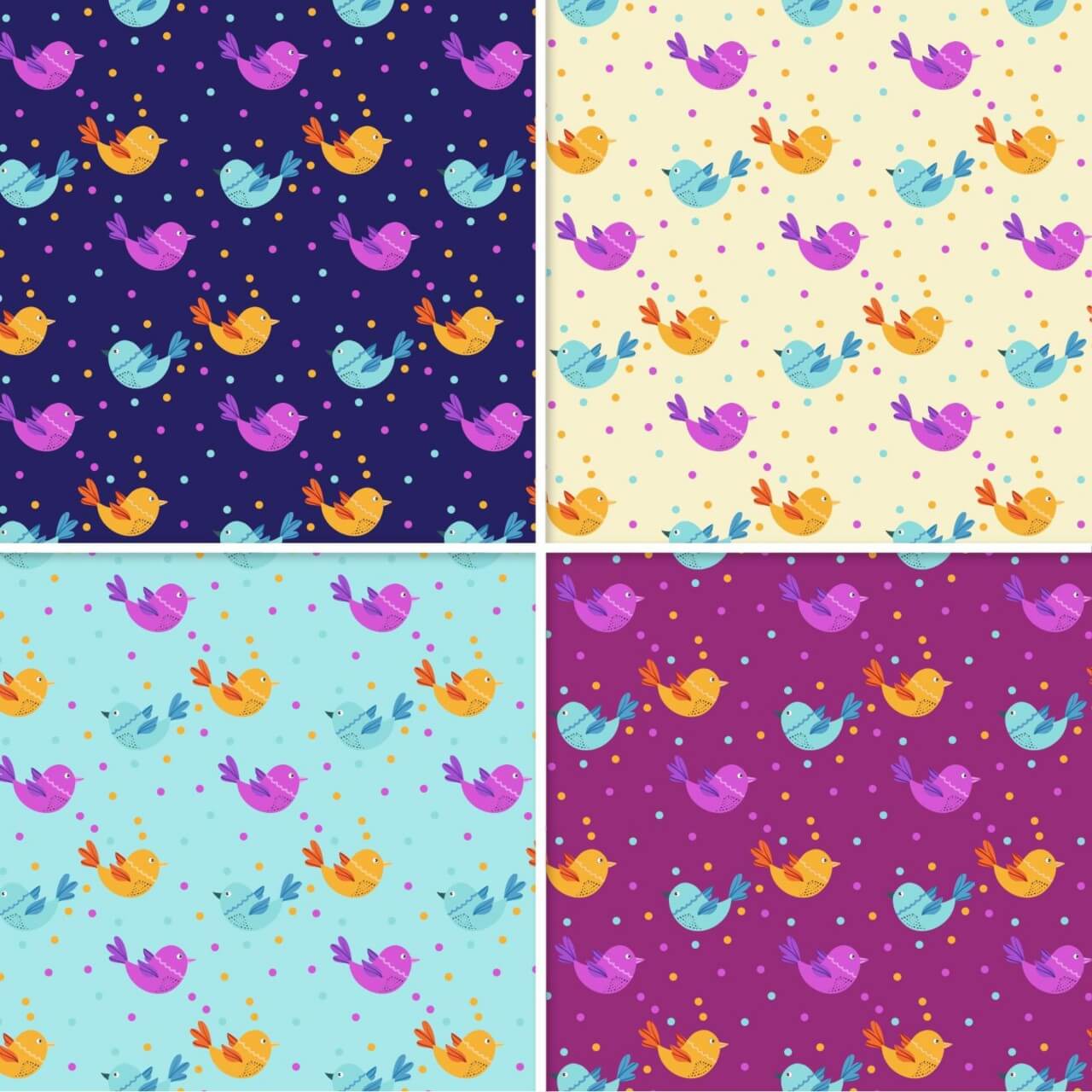 Free vector "Pattern With Doodle Birds"