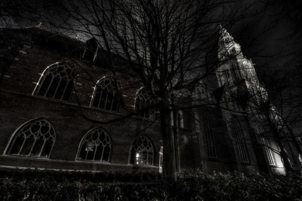 Church in black and white photo