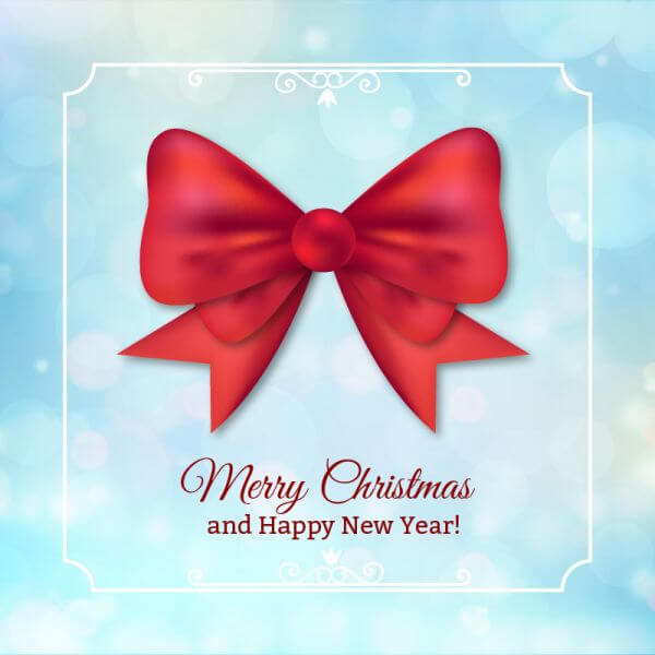 Christmas background with typography and bow vector