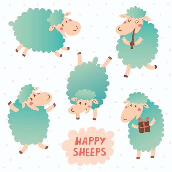 Happy sheeps vector