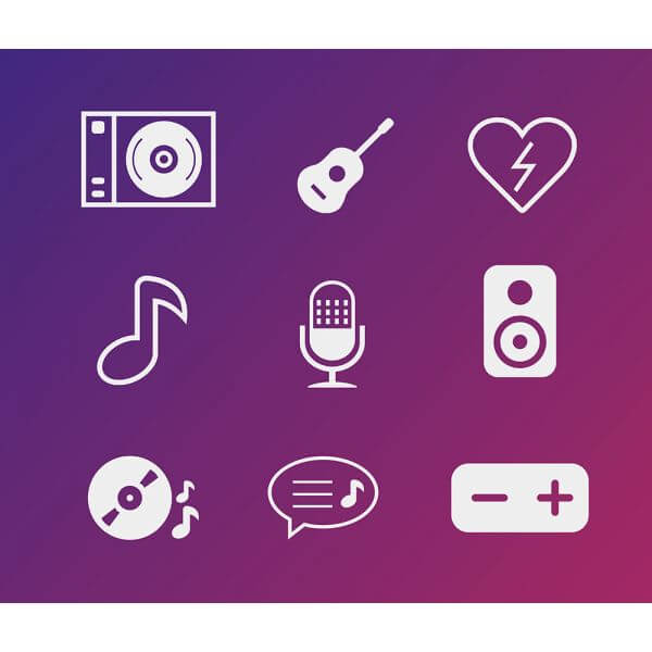 Vector free music instruments icons set for design vector