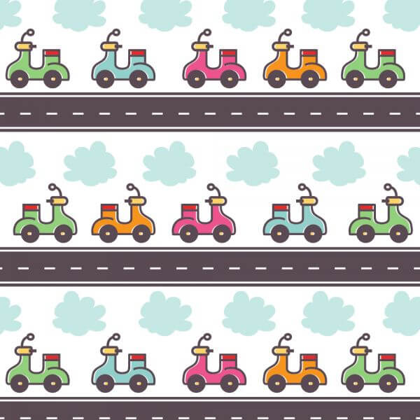 Doodle illustration with scooter vector