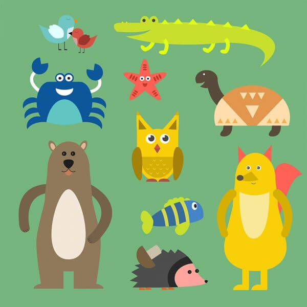 Vector illustration of cute animal set for free vector design vector