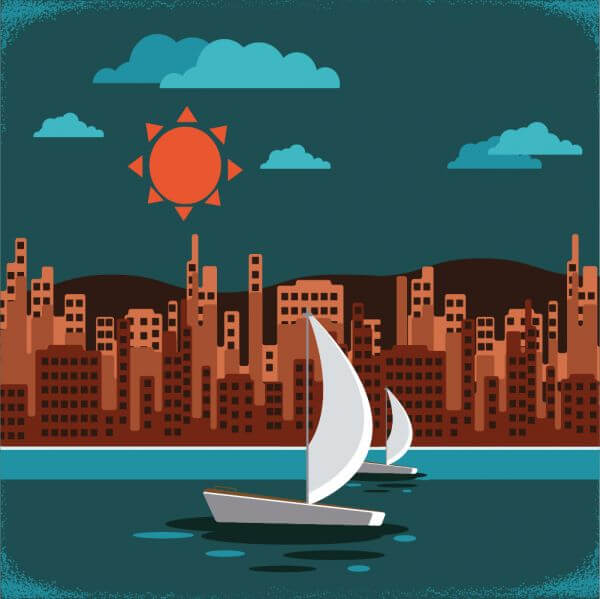 Retro city landscape vector