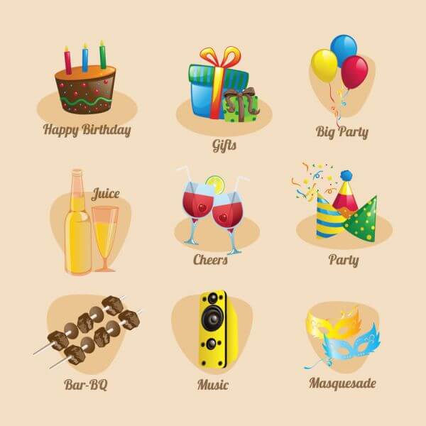 Party and birthday Icon Set vector