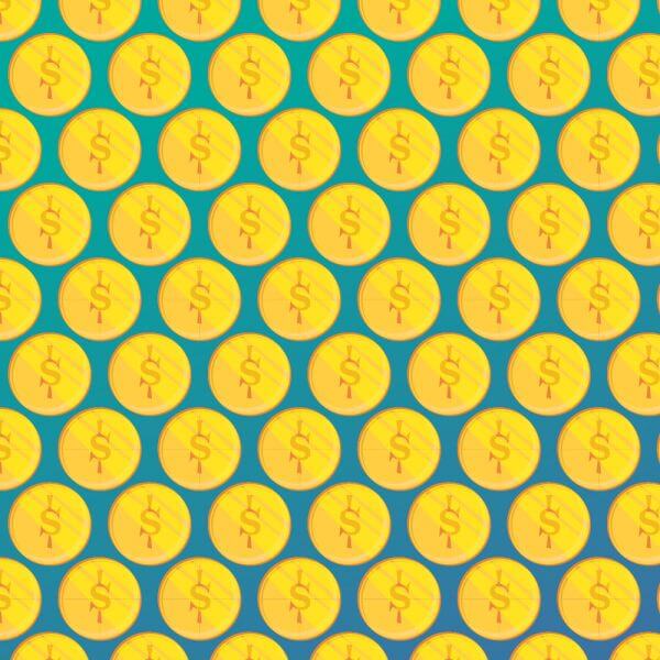 Pattern illustration with coins vector