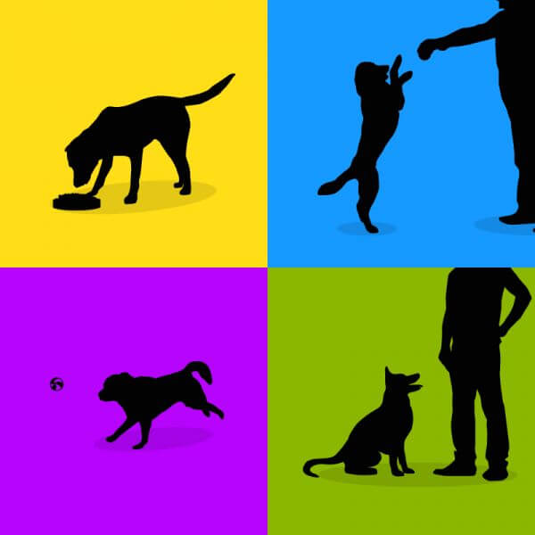 Dogs silhouette retro posters vector