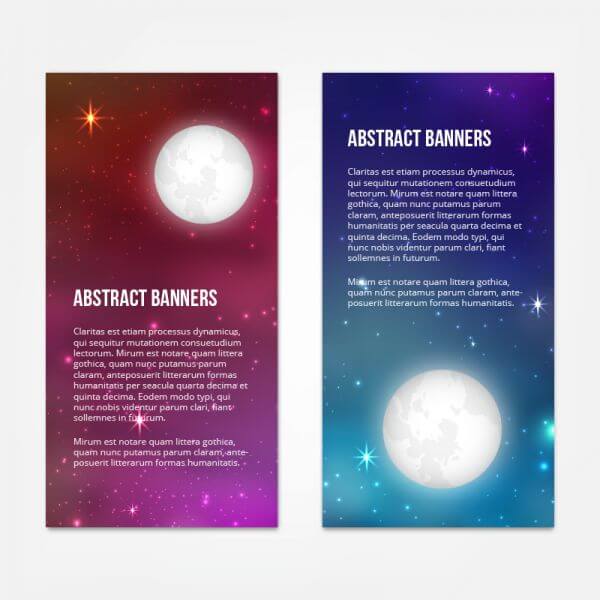 Starry sky banners design vector