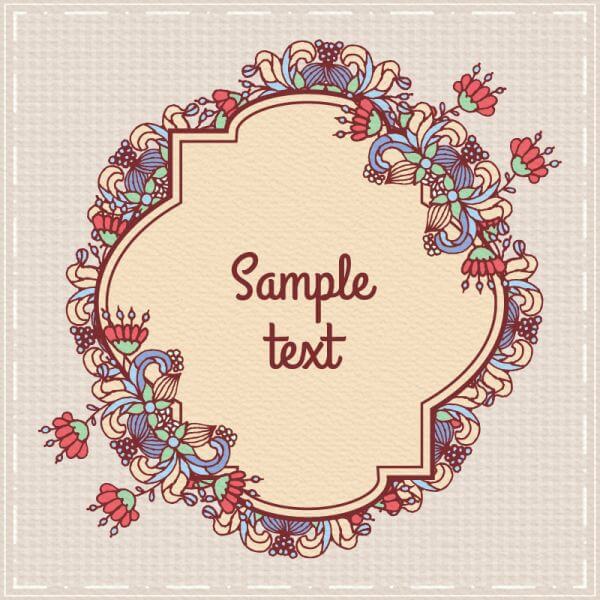Doodle floral illustration with frame vector