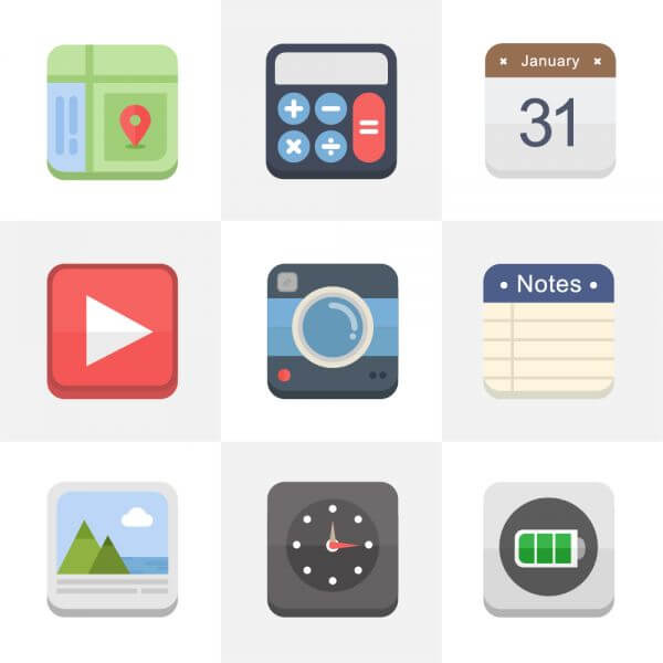 Flat Icons for UI Design vector