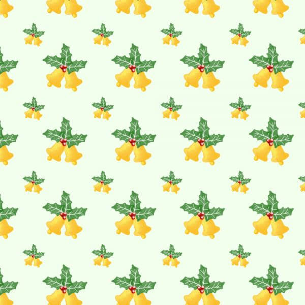Christmas pattern with leaves and bells vector