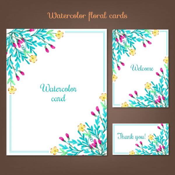 Watercolor cards with summer flowers vector