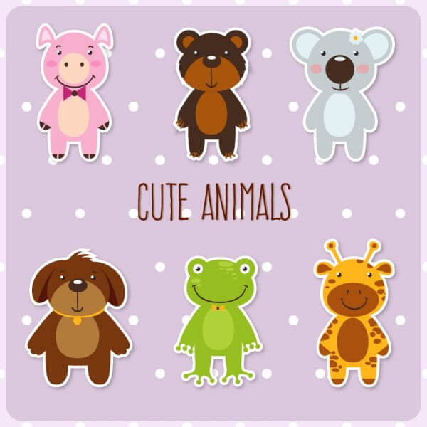 Cute set of animals vector