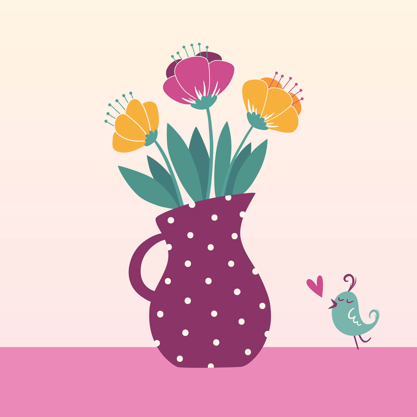 Free vector "Vector illustration of jug with flowers"