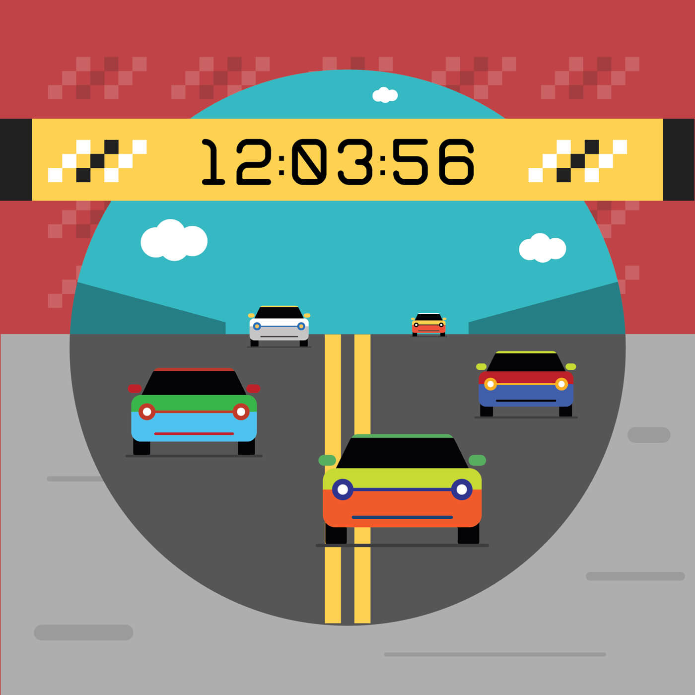 Free vector "Sport cars on road. Vector illustration of race"
